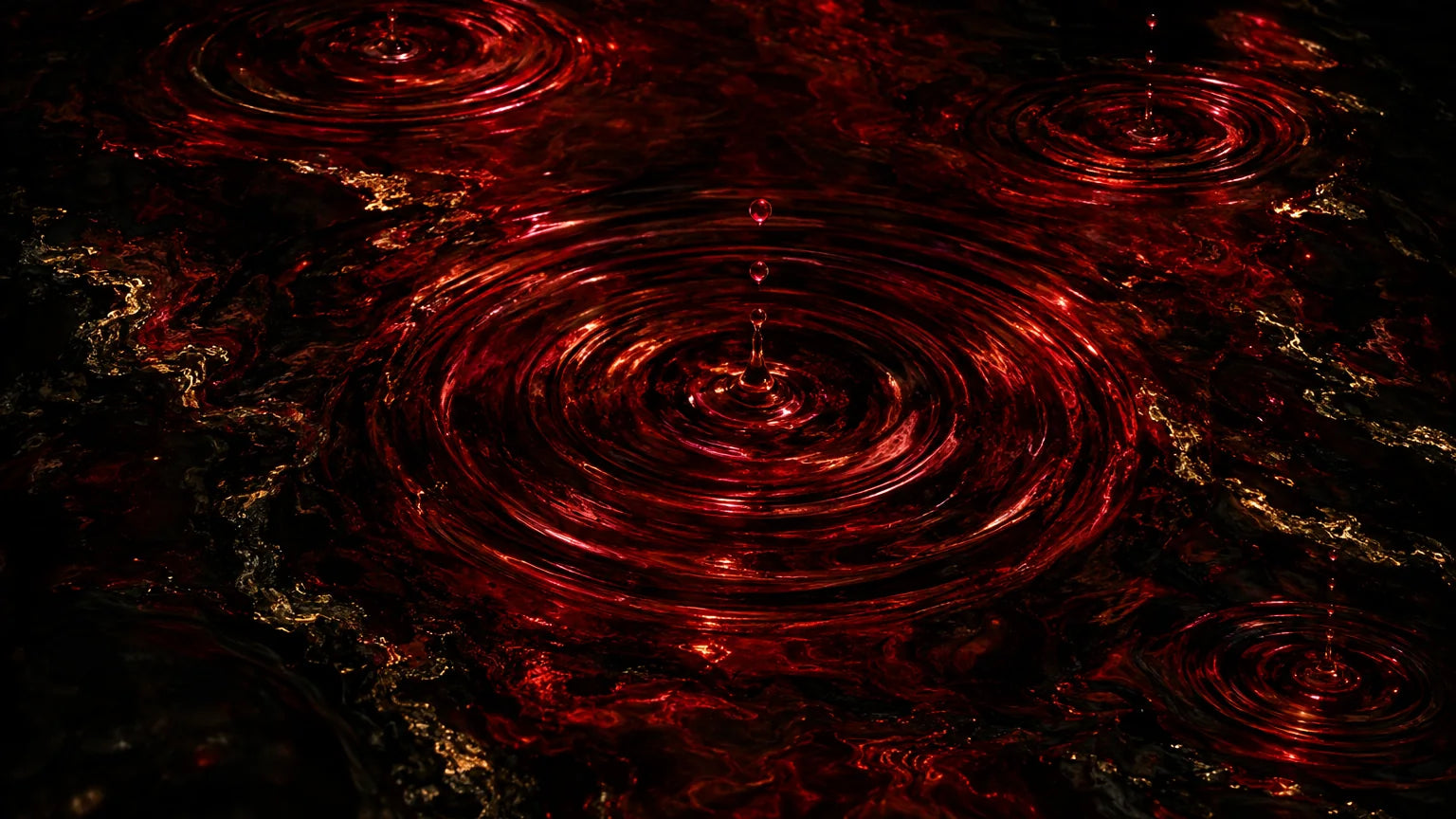 Ripples spreading through a sea of crimson primeval essence